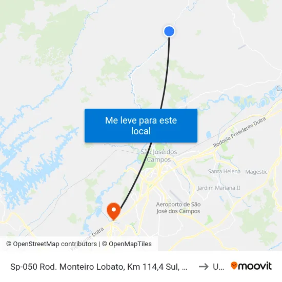 Sp-050 Rod. Monteiro Lobato, Km 114,4 Sul, Monteiro Lobato to Unip map