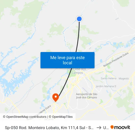 Sp-050 Rod. Monteiro Lobato, Km 111,4 Sul - São José Dos Campos, Sp, Brasil to Unip map