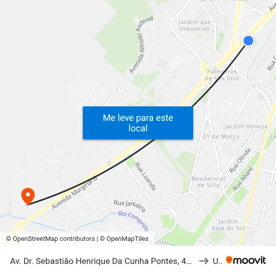 Av. Dr. Sebastião Henrique Da Cunha Pontes, 4810 - Parque Industrial, São José Dos Campos to Unip map