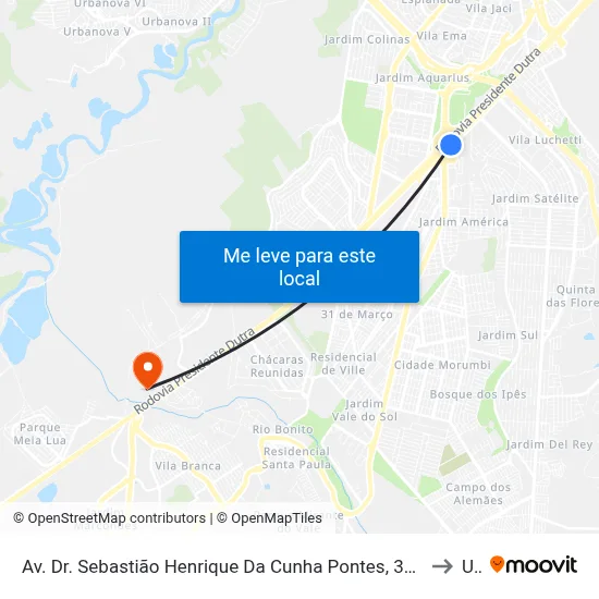 Av. Dr. Sebastião Henrique Da Cunha Pontes, 3333 - Jardim Anhembi, São José Dos Campos to Unip map