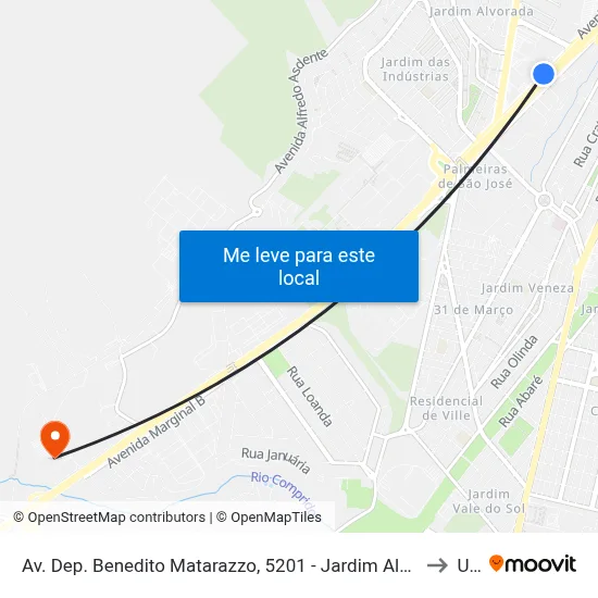 Av. Dep. Benedito Matarazzo, 5201 - Jardim Alvorada, São José Dos Campos to Unip map