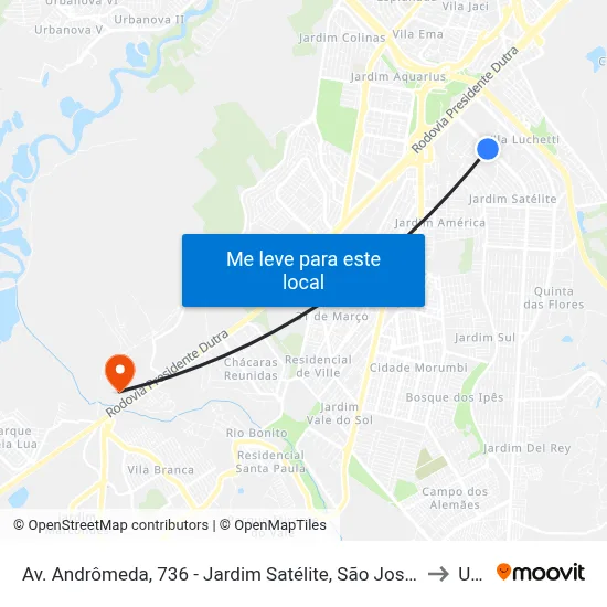 Av. Andrômeda, 736 - Jardim Satélite, São José Dos Campos to Unip map