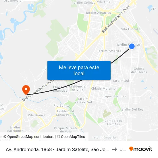 Av. Andrômeda, 1868 - Jardim Satélite, São José Dos Campos to Unip map