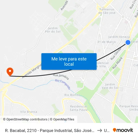 R. Bacabal, 2210 - Parque Industrial, São José Dos Campos to Unip map