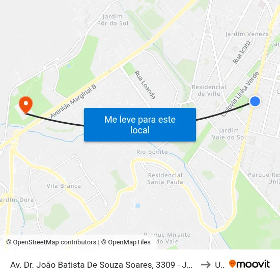 Av. Dr. João Batista De Souza Soares, 3309 - Jardim America, São José Dos Campos to Unip map
