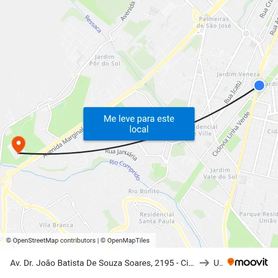 Av. Dr. João Batista De Souza Soares, 2195 - Cidade Morumbi, São José Dos Campos to Unip map