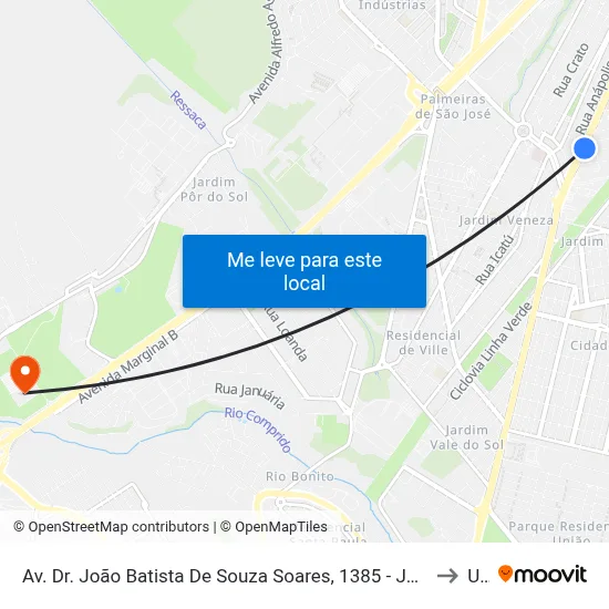 Av. Dr. João Batista De Souza Soares, 1385 - Jardim America, São José Dos Campos to Unip map