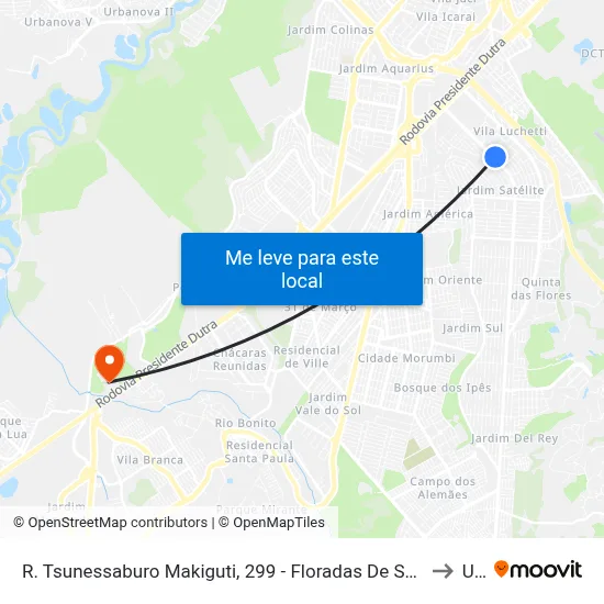 R. Tsunessaburo Makiguti, 299 - Floradas De São José, São José Dos Campos to Unip map