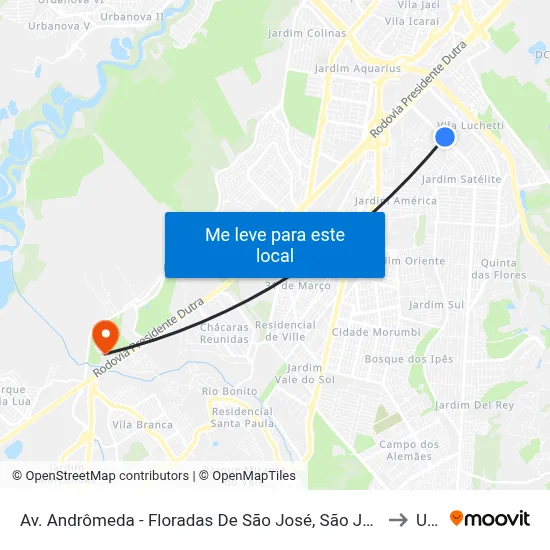 Av. Andrômeda - Floradas De São José, São José Dos Campos to Unip map