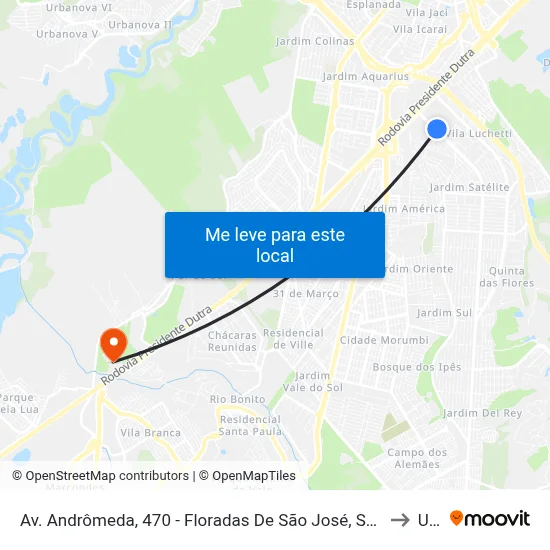 Av. Andrômeda, 470 - Floradas De São José, São José Dos Campos to Unip map