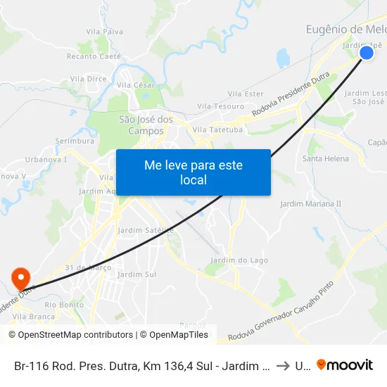 Br-116 Rod. Pres. Dutra, Km 136,4 Sul - Jardim Ipe, São José Dos Campos to Unip map