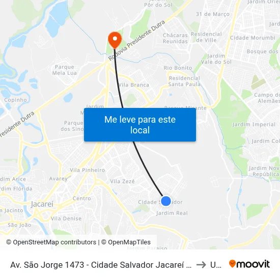 Av. São Jorge 1473 - Cidade Salvador Jacareí - SP Brasil to Unip map
