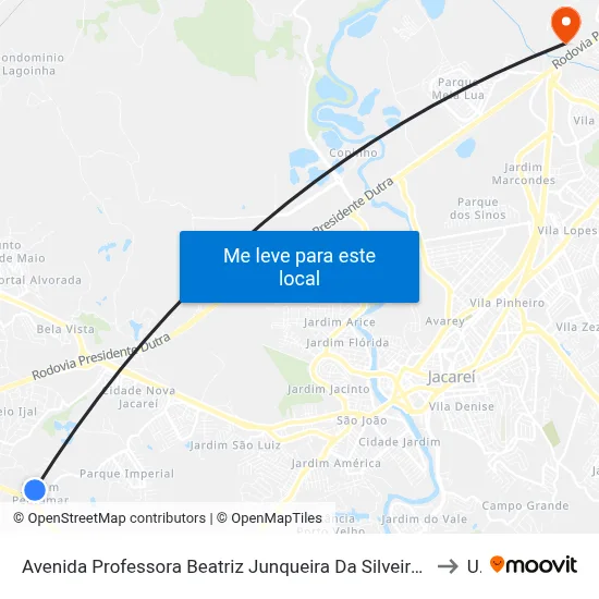 Avenida Professora Beatriz Junqueira Da Silveira Santos 332 Zona Preferencial 01 - Zap 1 Jacareí - São Paulo 12329-060 Brasil to Unip map