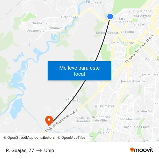 R. Guajás, 77 to Unip map