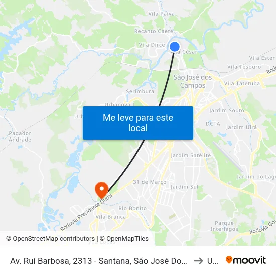 Av. Rui Barbosa, 2313 - Santana, São José Dos Campos to Unip map