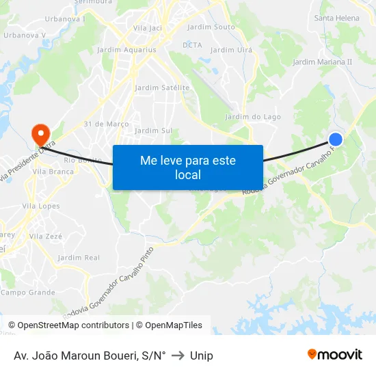 Av. João Maroun Boueri, S/N° to Unip map