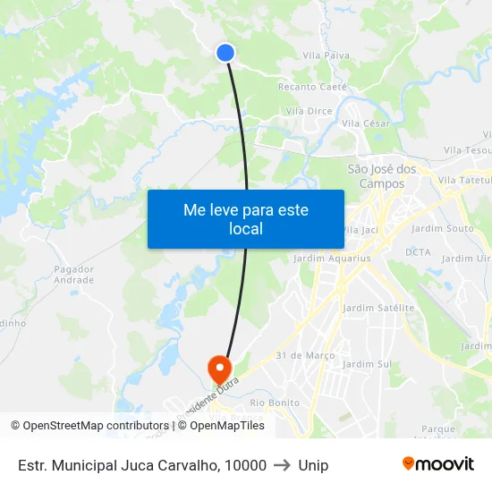 Estr. Municipal Juca Carvalho, 10000 to Unip map