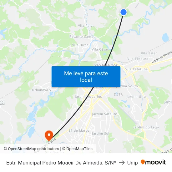 Estr. Municipal Pedro Moacir De Almeida, S/Nº to Unip map