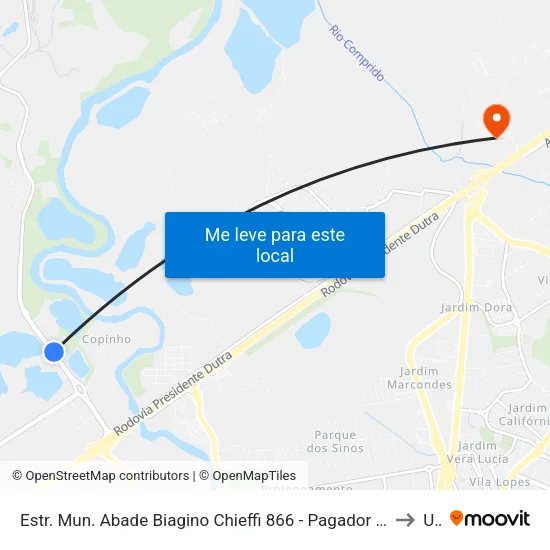 Estr. Mun. Abade Biagino Chieffi 866 - Pagador De Andrade Jacareí - SP 12334-480 Brasil to Unip map