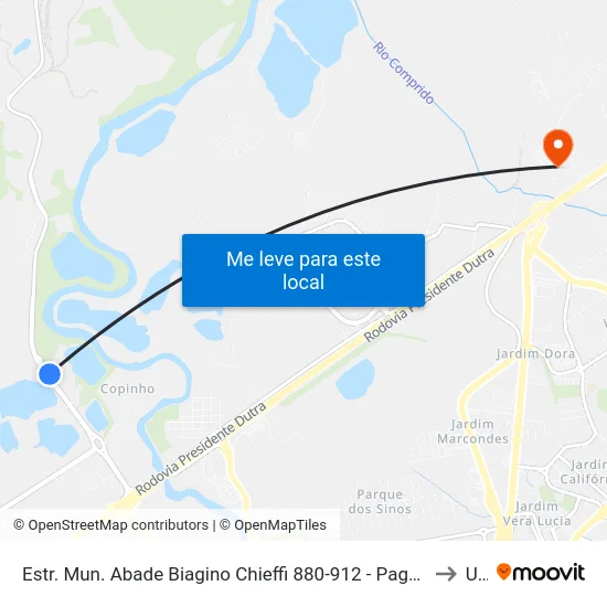 Estr. Mun. Abade Biagino Chieffi 880-912 - Pagador De Andrade Jacareí - SP Brasil to Unip map