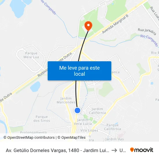 Av. Getúlio Dorneles Vargas, 1480 - Jardim Luiza, Jacareí to Unip map