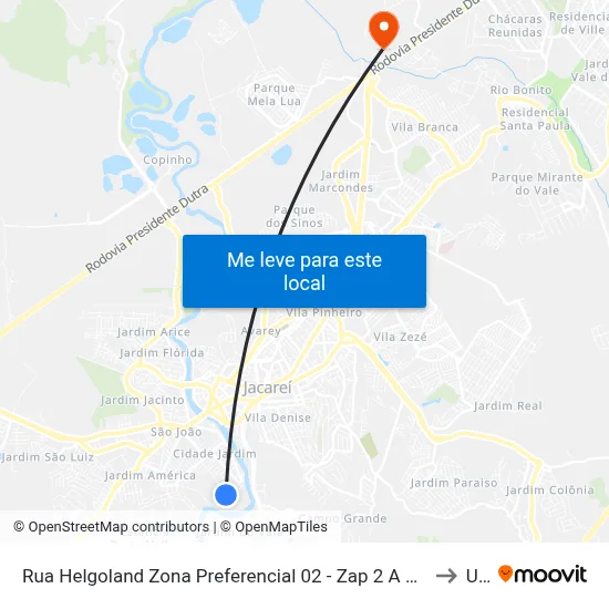 Rua Helgoland Zona Preferencial 02 - Zap 2 A Jacareí - São Paulo 12319 Brasil to Unip map