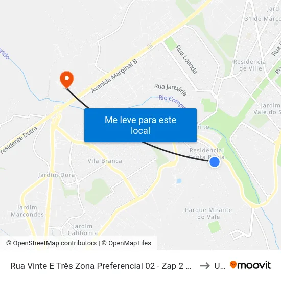 Rua Vinte E Três Zona Preferencial 02 - Zap 2 A Jacareí - São Paulo Brasil to Unip map