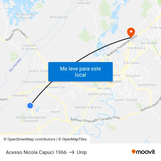 Acesso Nicola Capuci 1966 to Unip map