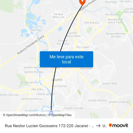 Rua Nestor Lucien Goossens 172-220 Jacareí - SP 12319-520 República Federativa Do Brasil to Unip map