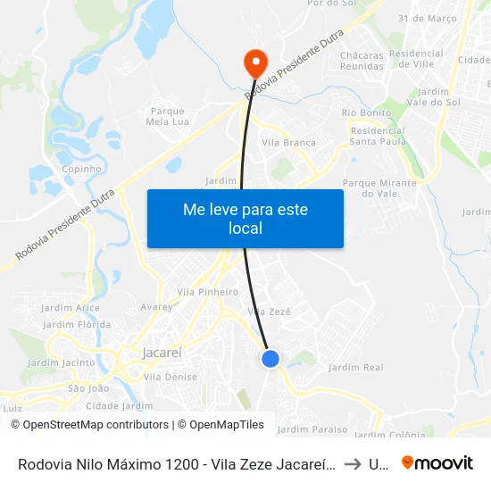Rodovia Nilo Máximo 1200 - Vila Zeze Jacareí - SP Brasil to Unip map