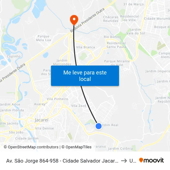 Av. São Jorge 864-958 - Cidade Salvador Jacareí - SP 12312-130 Brasil to Unip map