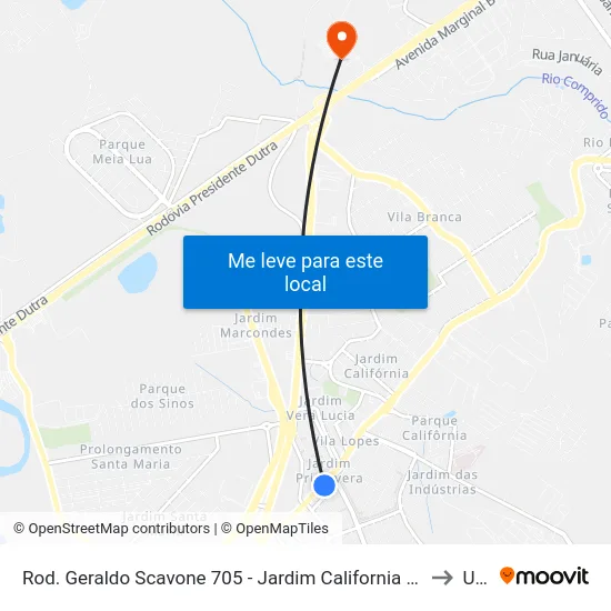 Rod. Geraldo Scavone 705 - Jardim California Jacareí - SP Brasil to Unip map