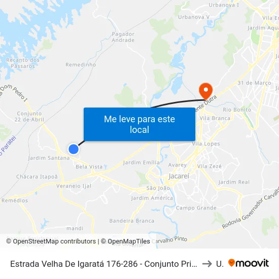 Estrada Velha De Igaratá 176-286 - Conjunto Primeiro De Maio Jacareí - SP República Federativa Do Brasil to Unip map