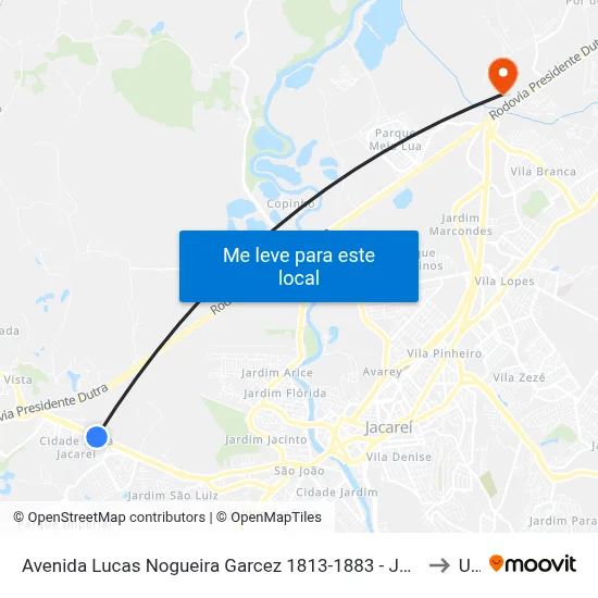 Avenida Lucas Nogueira Garcez 1813-1883 - Jardim Esperança Jacareí - SP Brasil to Unip map