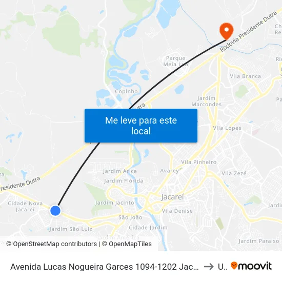 Avenida Lucas Nogueira Garces 1094-1202 Jacareí - SP 12324-000 República Federativa Do Brasil to Unip map