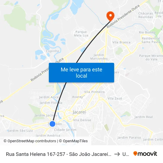 Rua Santa Helena 167-257 - São João Jacareí - SP Brasil to Unip map