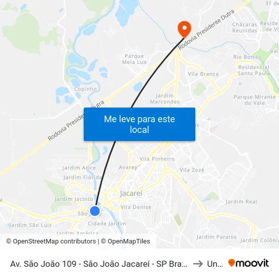 Av. São João 109 - São João Jacareí - SP Brasil to Unip map