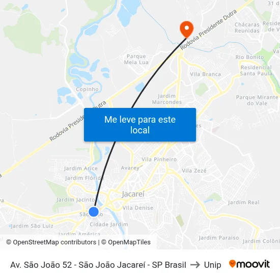 Av. São João 52 - São João Jacareí - SP Brasil to Unip map