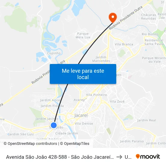 Avenida São João 428-588 - São João Jacareí - SP Brasil to Unip map