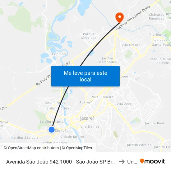 Avenida São João 942-1000 - São João SP Brasil to Unip map