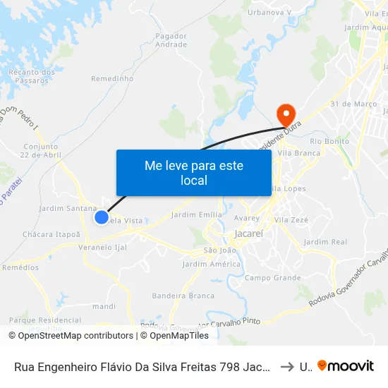 Rua Engenheiro Flávio Da Silva Freitas 798 Jacareí - SP 12330-170 República Federativa Do Brasil to Unip map