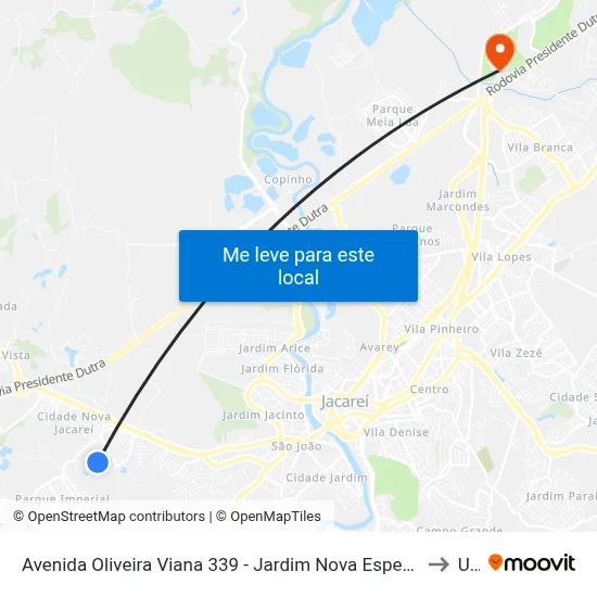 Avenida Oliveira Viana 339 - Jardim Nova Esperança Jacareí - SP 12324-550 Brasil to Unip map