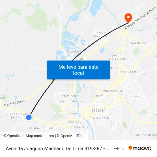 Avenida Joaquim Machado De Lima 319-387 - Jardim Nova Esperança Jacareí - SP 12324-325 Brasil to Unip map