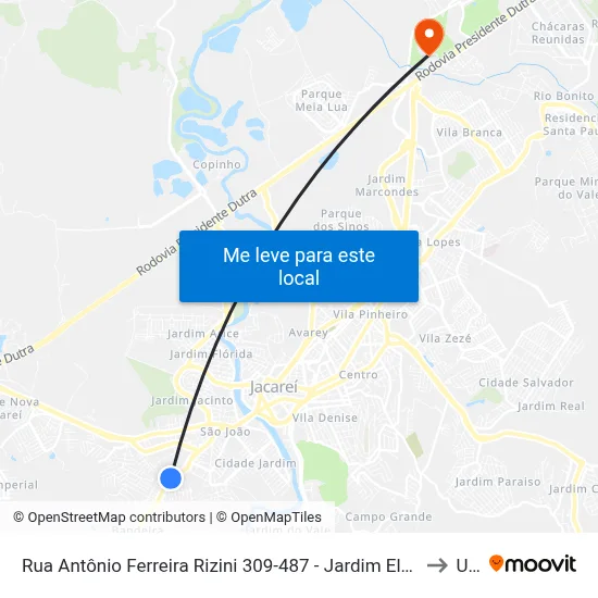 Rua Antônio Ferreira Rizini 309-487 - Jardim Elza Maria Jacareí - SP Brasil to Unip map