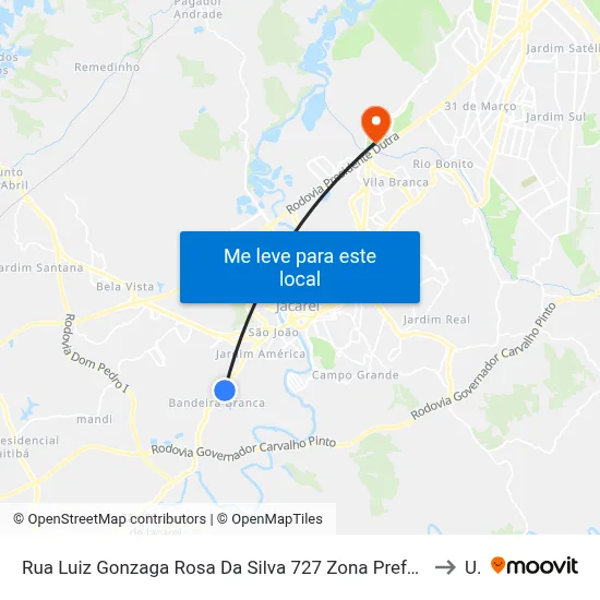 Rua Luiz Gonzaga Rosa Da Silva 727 Zona Preferencial 02 - Zap 2 A Jacareí - São Paulo 12323-370 Brasil to Unip map