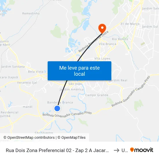 Rua Dois Zona Preferencial 02 - Zap 2 A Jacareí - São Paulo 12323-710 Brasil to Unip map