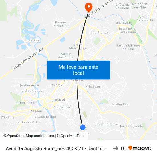 Avenida Augusto Rodrigues 495-571 - Jardim Maria Amelia Jacareí - SP 12318-690 Brasil to Unip map