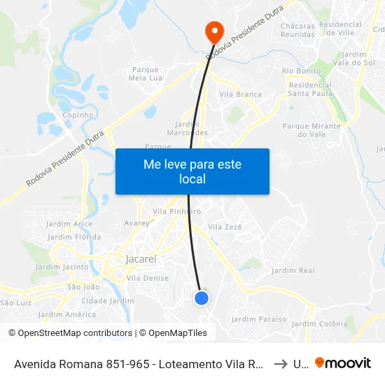 Avenida Romana 851-965 - Loteamento Vila Romana Jacareí - SP Brasil to Unip map