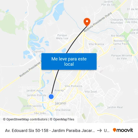 Av. Edouard Six 50-158 - Jardim Paraiba Jacareí - SP Brasil to Unip map