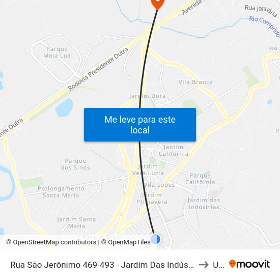 Rua São Jerônimo 469-493 - Jardim Das Indústrias Jacareí - SP Brasil to Unip map